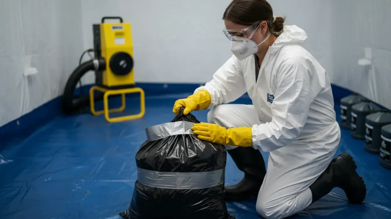 Service professional preparing equipment